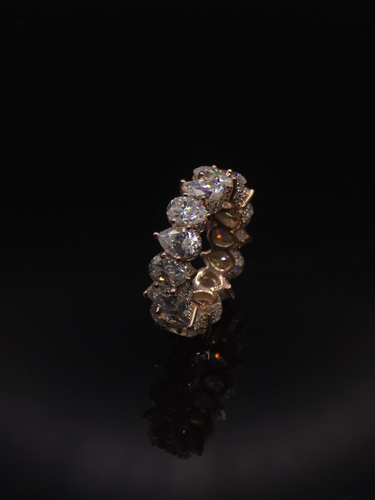 Eternity Band Ring | Pear Shape Moissanite | D Color VVS1 Moissanite Diamonds | Iced Out Prongs | 925 Silver