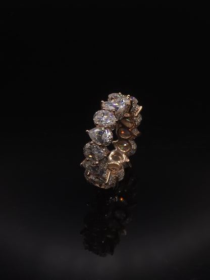 Eternity Band Ring | Pear Shape Moissanite | D Color VVS1 Moissanite Diamonds | Iced Out Prongs | 925 Silver