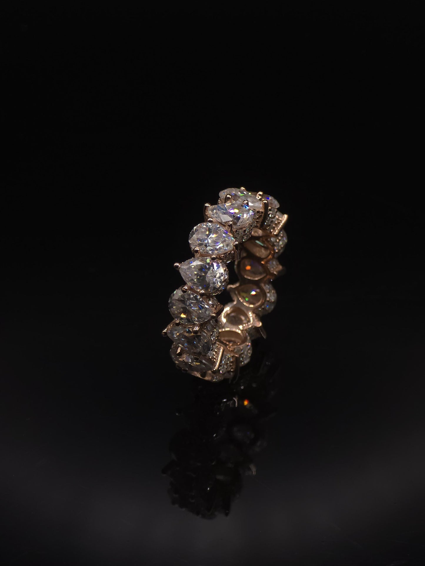 Eternity Band Ring | Pear Shape Moissanite | D Color VVS1 Moissanite Diamonds | Full Iced Out Band Ring | 925 Silver