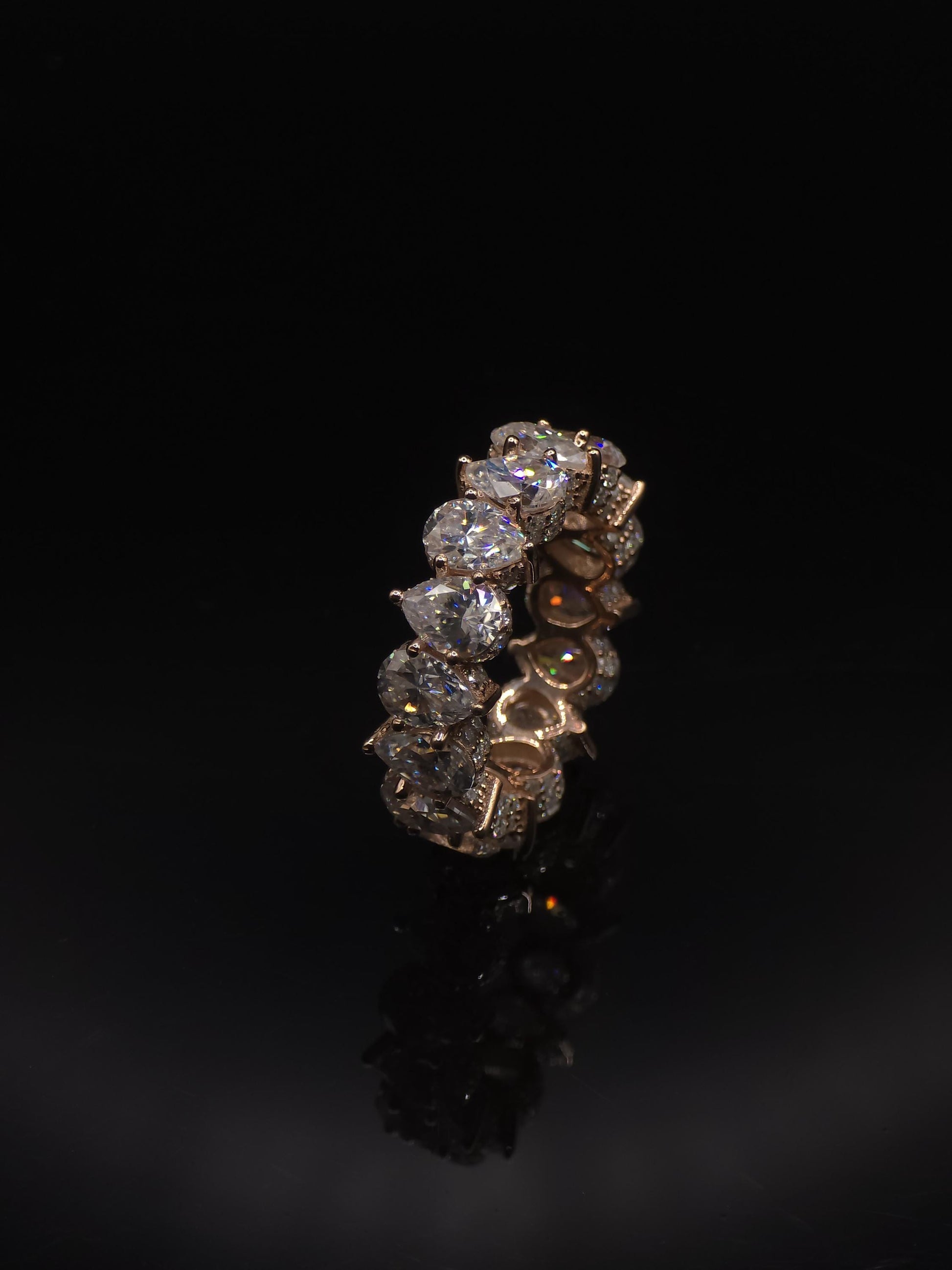 Eternity Band Ring | Pear Shape Moissanite | D Color VVS1 Moissanite Diamonds | Full Iced Out Band Ring | 925 Silver