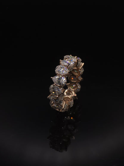 Eternity Band Ring | Pear Shape Moissanite | D Color VVS1 Moissanite Diamonds | Full Iced Out Band Ring | 925 Silver