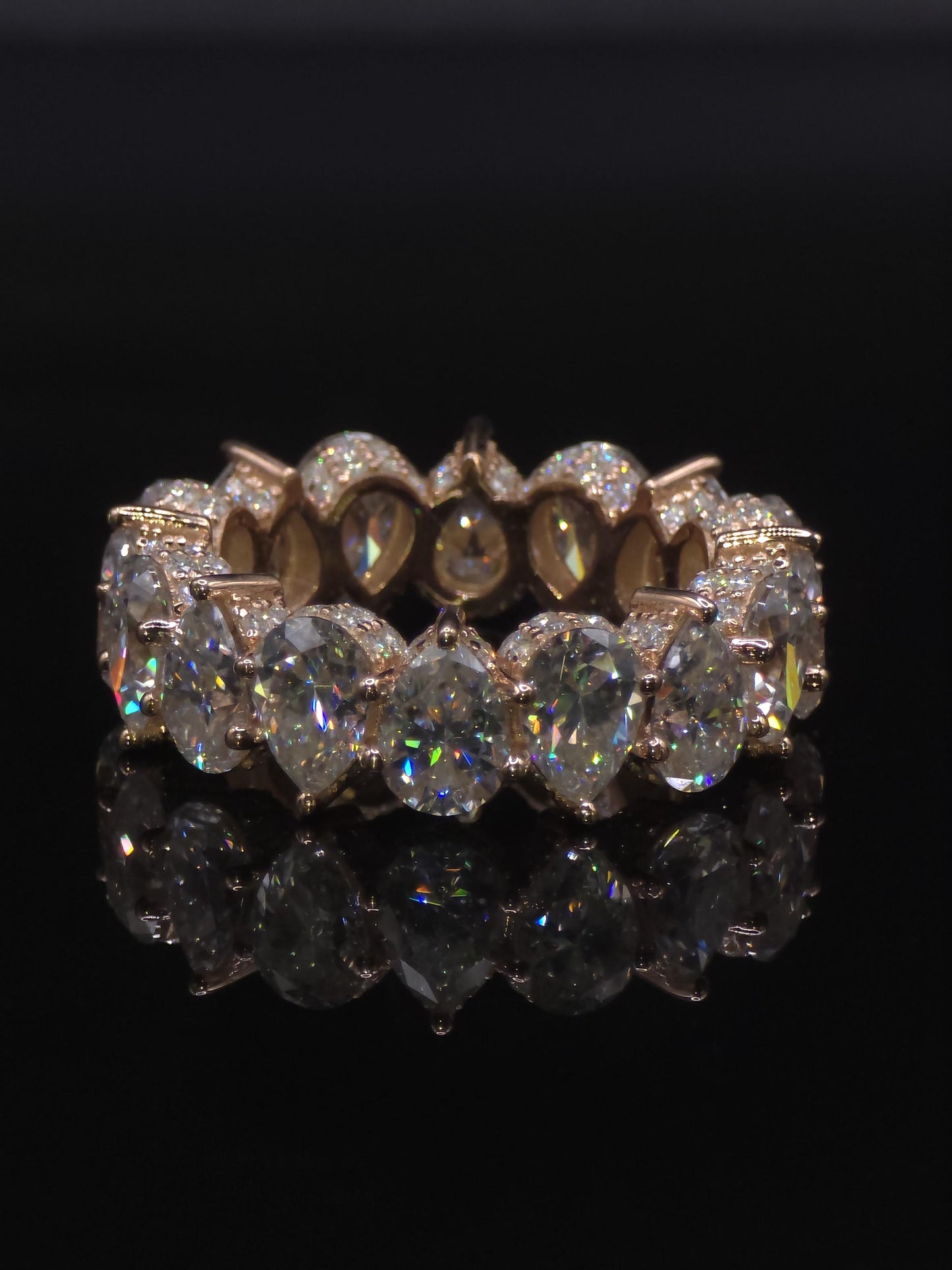 Eternity Band Ring | Pear Shape Moissanite | D Color VVS1 Moissanite Diamonds | Full Iced Out Band Ring | 925 Silver