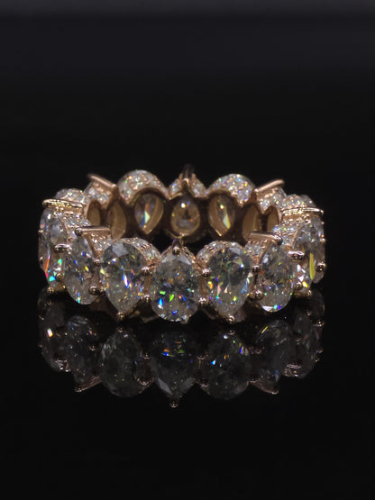 Eternity Band Ring | Pear Shape Moissanite | D Color VVS1 Moissanite Diamonds | Full Iced Out Band Ring | 925 Silver