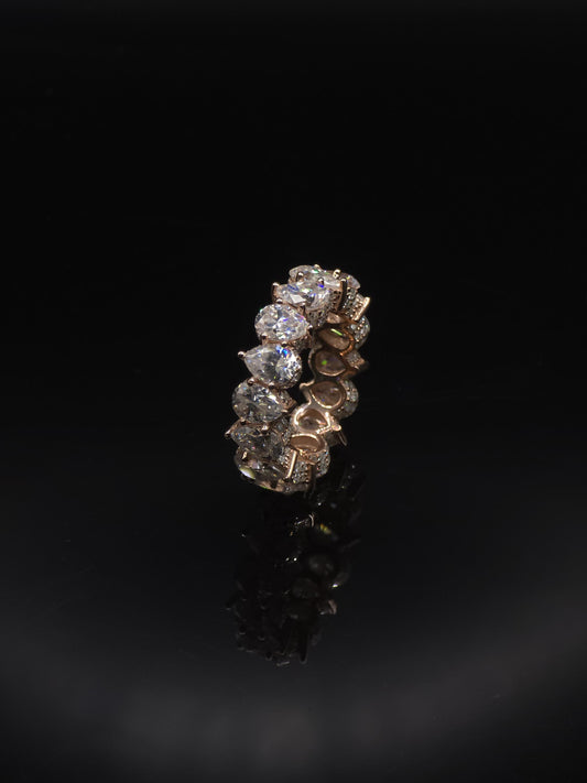 Eternity Band Ring | Pear Shape Moissanite | D Color VVS1 Moissanite Diamonds | Iced Out Prongs | 925 Silver