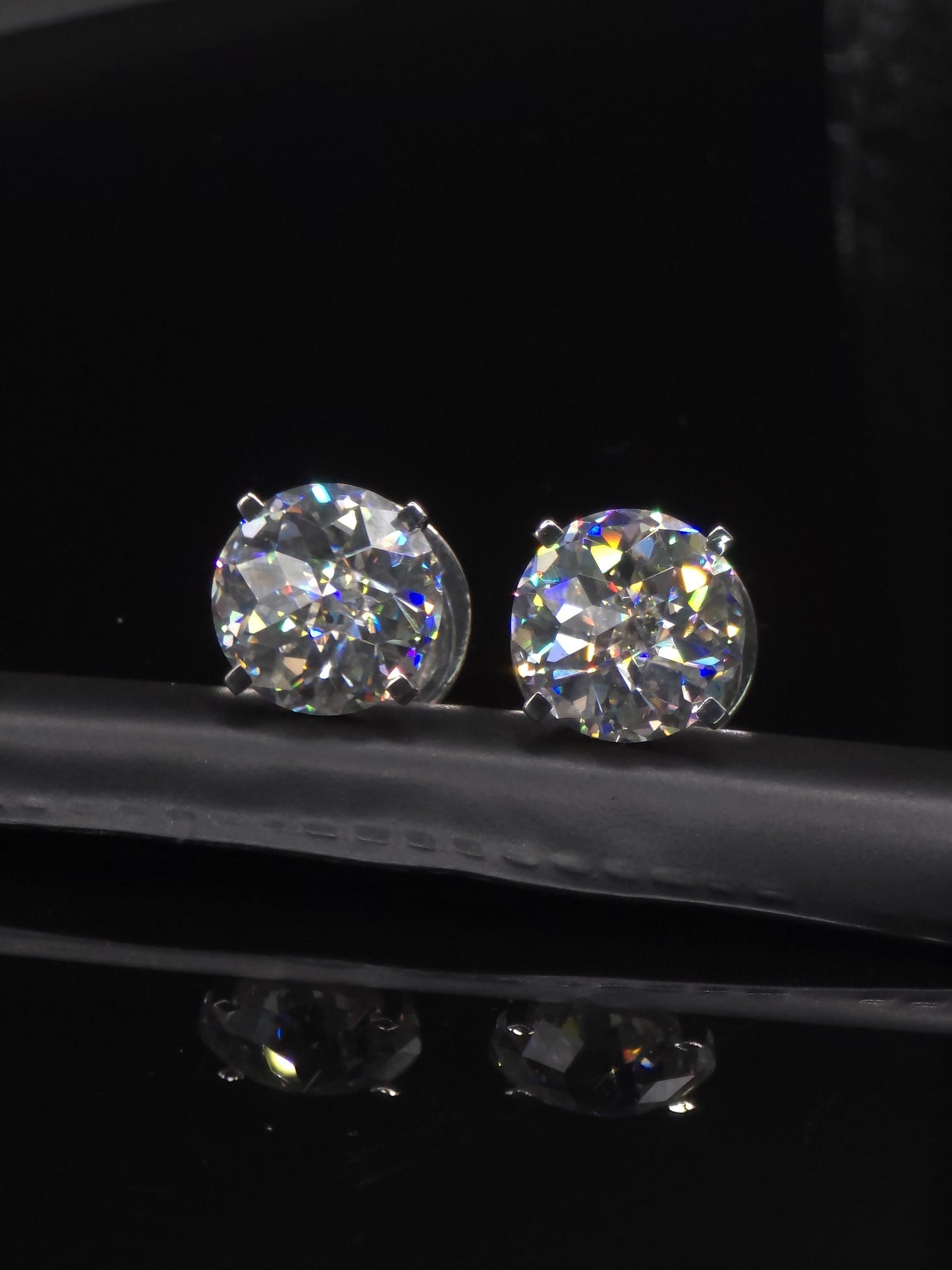 12mm Jumbo Moissanite Stud Earrings, D Color VVS1 Round Jubilee Cut, 12 Carat Total Weight, 925 Sterling Silver or Solid 10K Gold