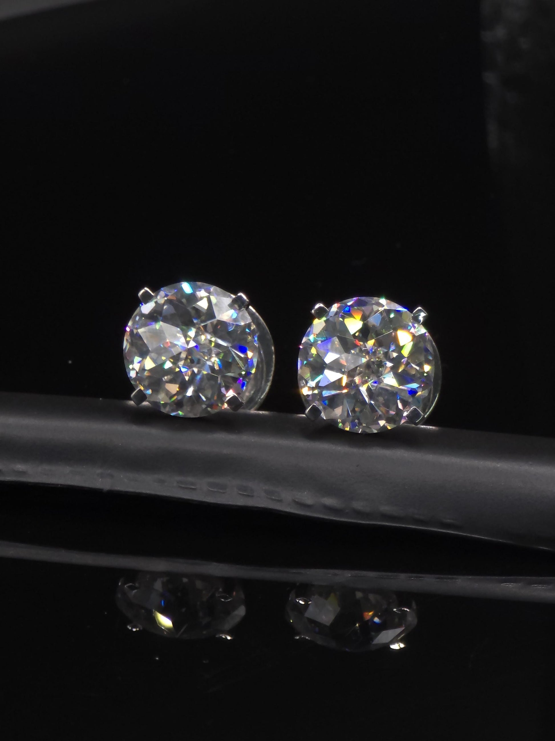 12mm Jumbo Moissanite Stud Earrings, D Color VVS1 Round Jubilee Cut, 12 Carat Total Weight, 925 Sterling Silver or Solid 10K Gold