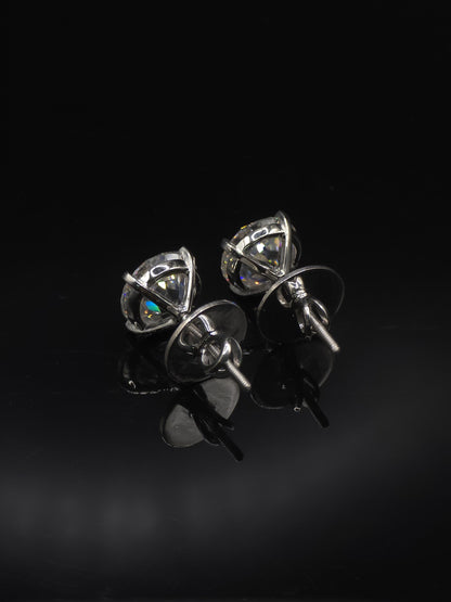 12mm Jumbo Moissanite Stud Earrings, D Color VVS1 Round Jubilee Cut, 12 Carat Total Weight, 925 Sterling Silver or Solid 10K Gold