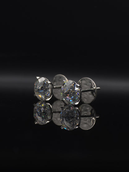 12mm Jumbo Moissanite Stud Earrings, D Color VVS1 Round Jubilee Cut, 12 Carat Total Weight, 925 Sterling Silver or Solid 10K Gold