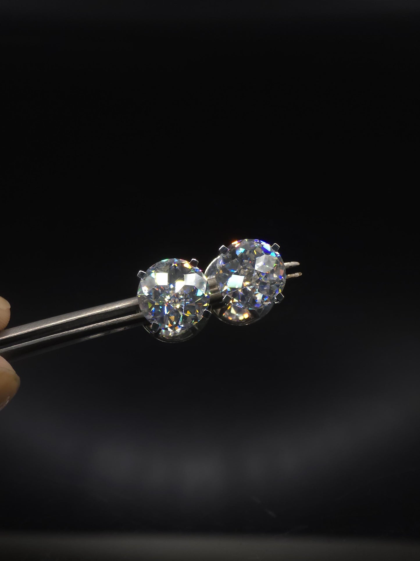 12mm Jumbo Moissanite Stud Earrings, D Color VVS1 Round Jubilee Cut, 12 Carat Total Weight, 925 Sterling Silver or Solid 10K Gold