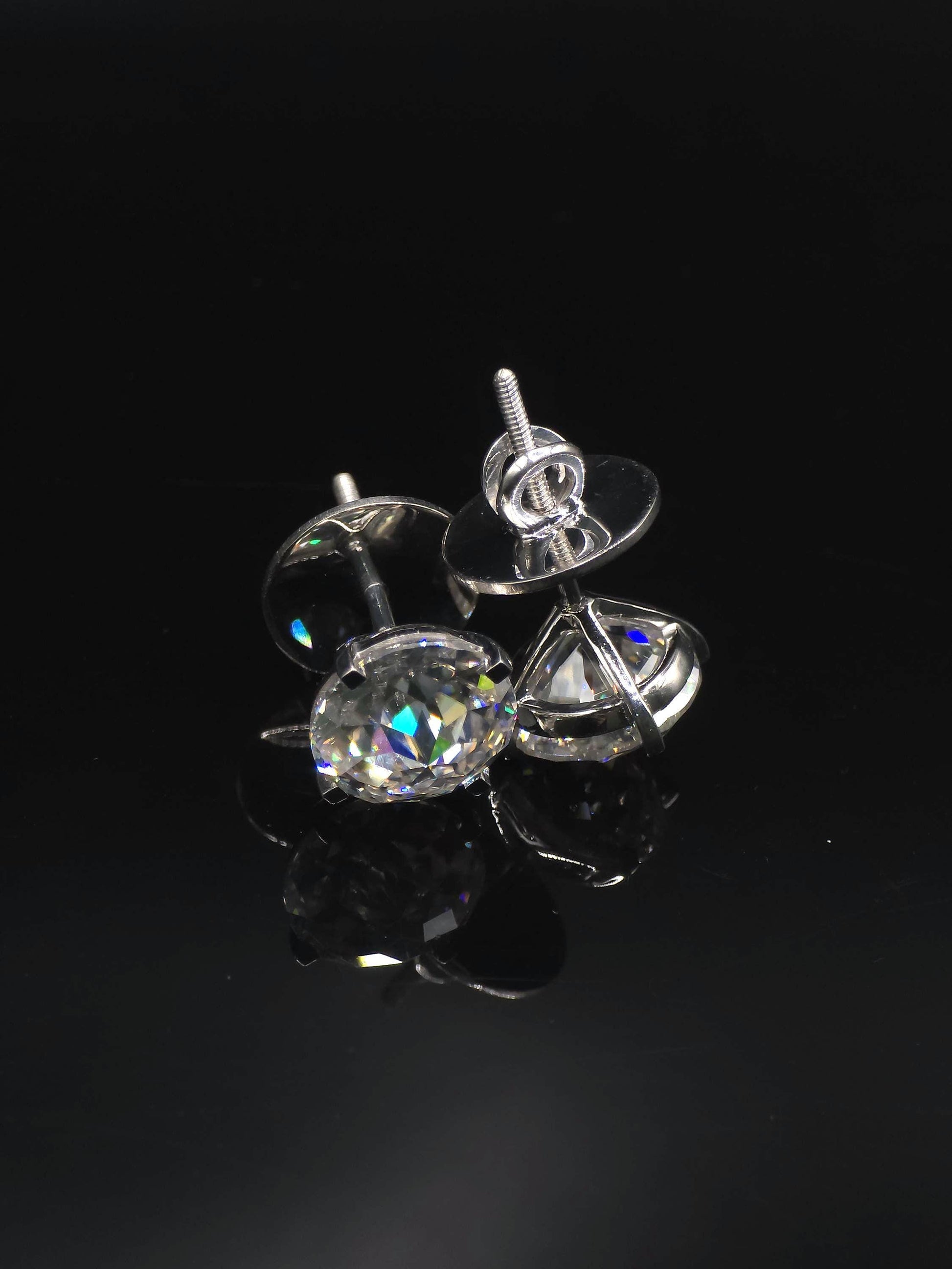 12mm Jumbo Moissanite Stud Earrings, D Color VVS1 Round Jubilee Cut, 12 Carat Total Weight, 925 Sterling Silver or Solid 10K Gold