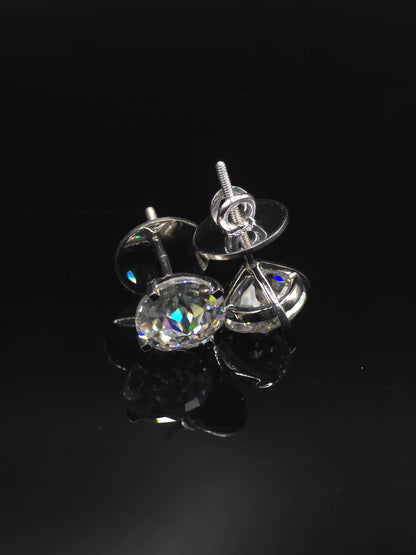 12mm Jumbo Moissanite Stud Earrings, D Color VVS1 Round Jubilee Cut, 12 Carat Total Weight, 925 Sterling Silver or Solid 10K Gold