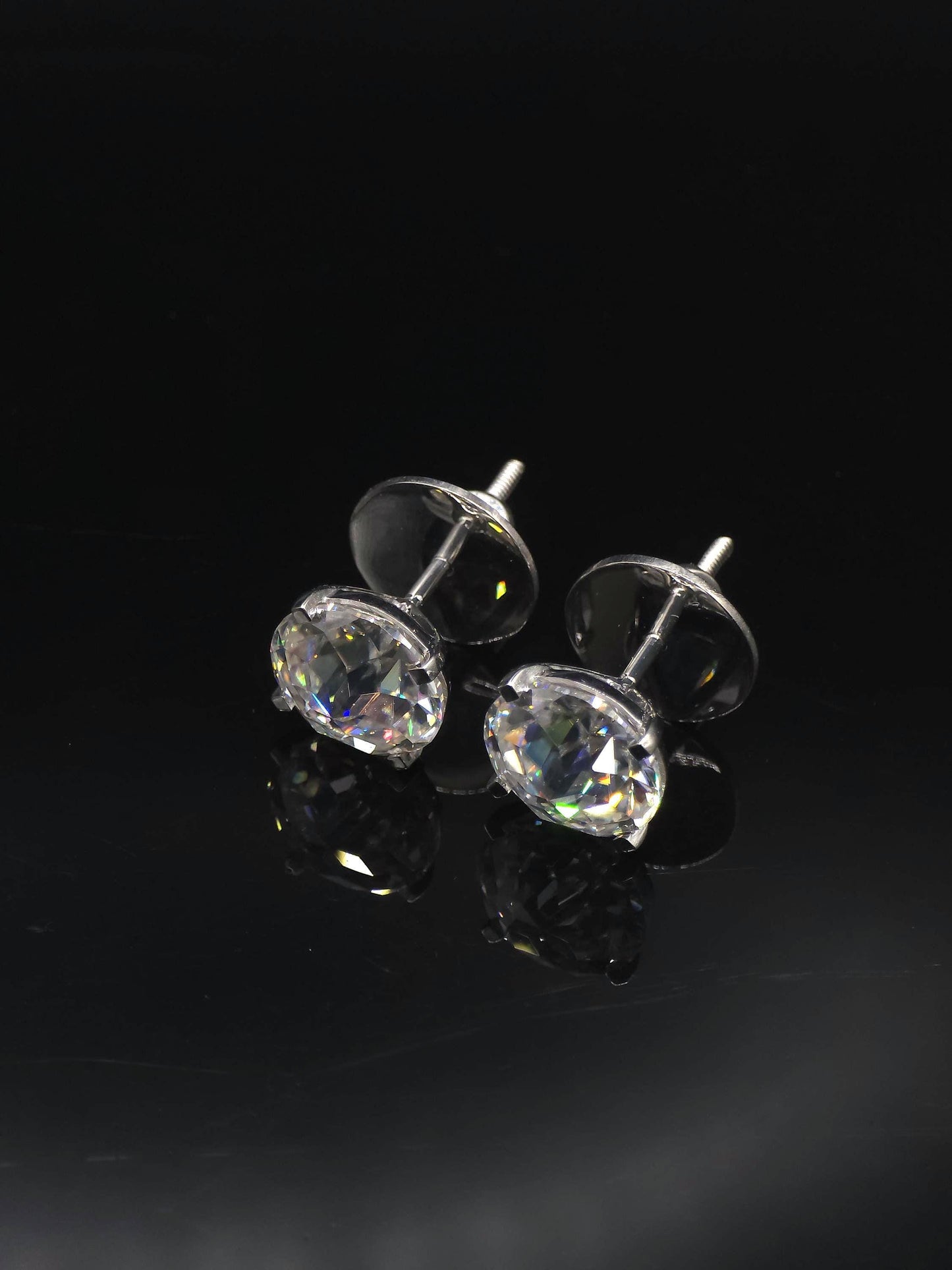 12mm Jumbo Moissanite Stud Earrings, D Color VVS1 Round Jubilee Cut, 12 Carat Total Weight, 925 Sterling Silver or Solid 10K Gold