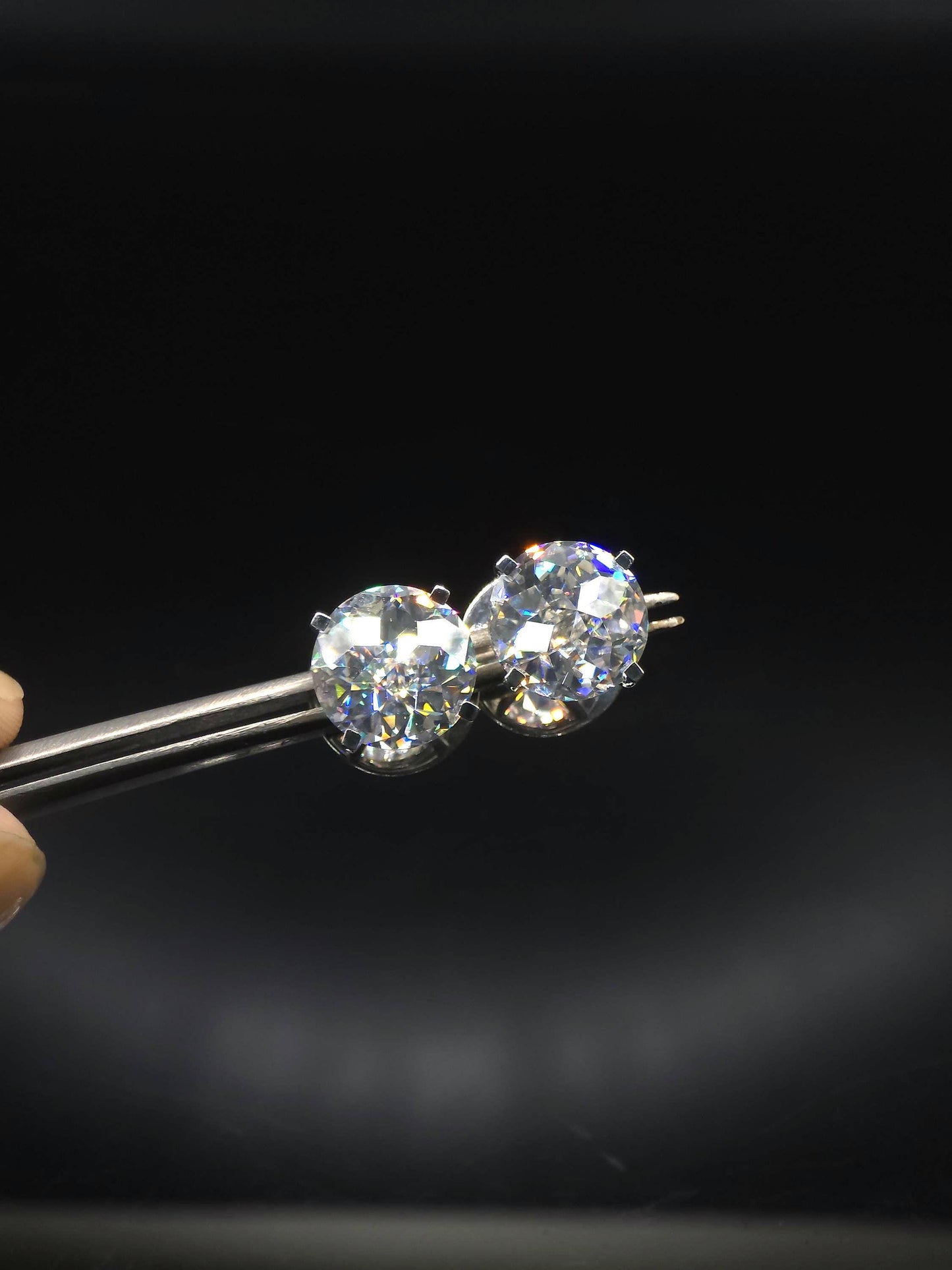 12mm Jumbo Moissanite Stud Earrings, D Color VVS1 Round Jubilee Cut, 12 Carat Total Weight, 925 Sterling Silver or Solid 10K Gold