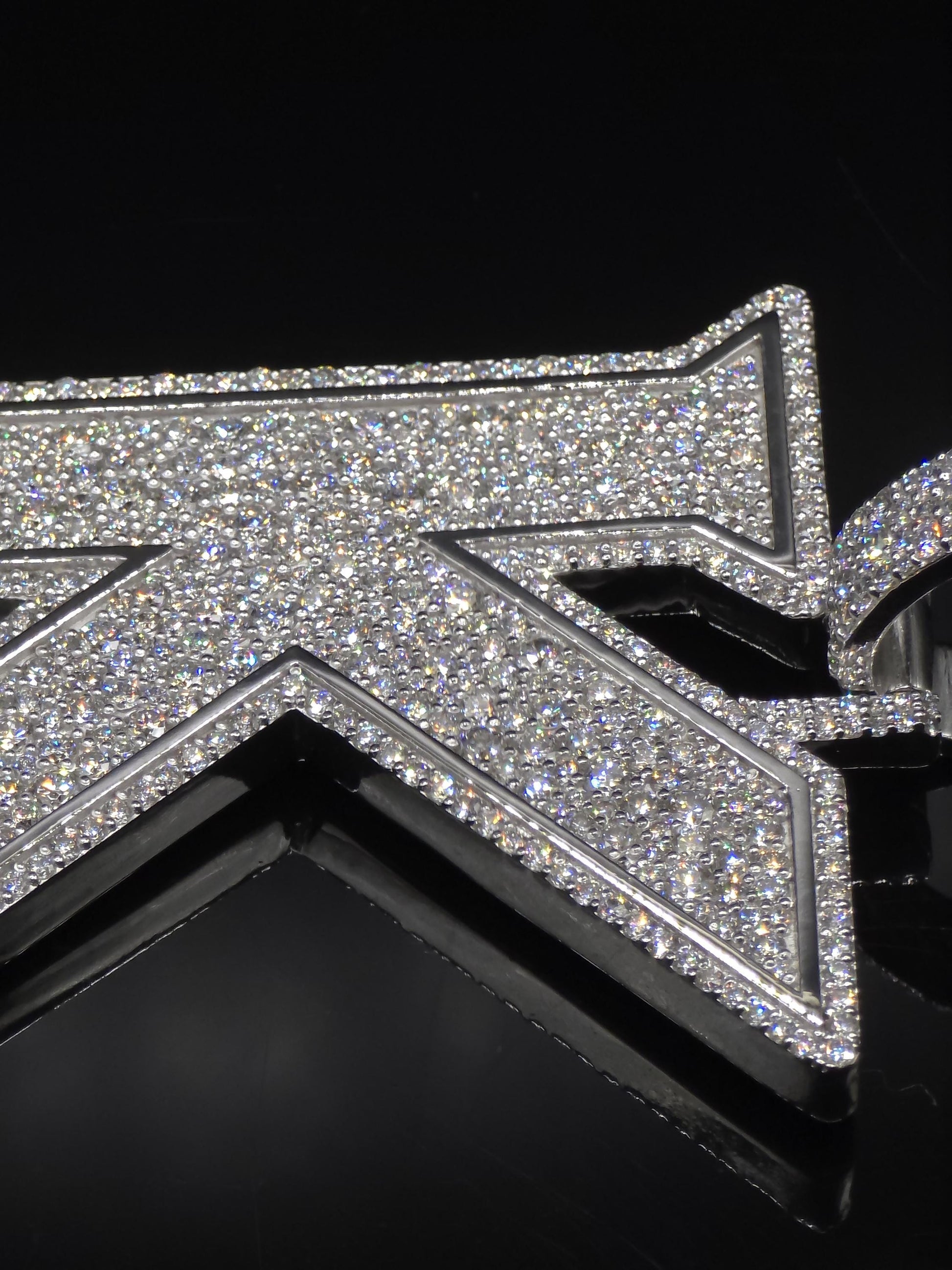 VVS1 Moissanite Layered Letter "K" Pendant, Iced out Chunky Pendant, Custom Letter, 925 Sterling Silver, Hip Hop Pendant