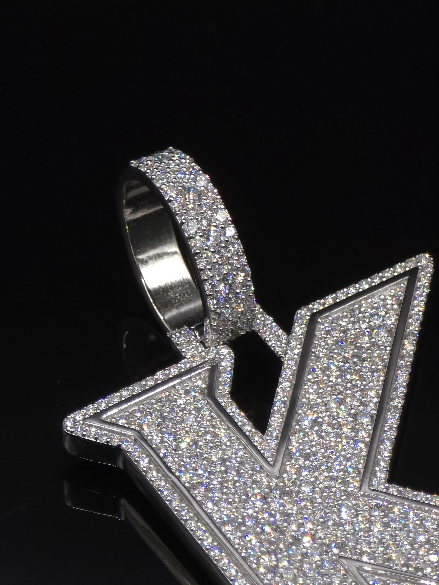 VVS1 Moissanite Layered Letter "K" Pendant, Iced out Chunky Pendant, Custom Letter, 925 Sterling Silver, Hip Hop Pendant