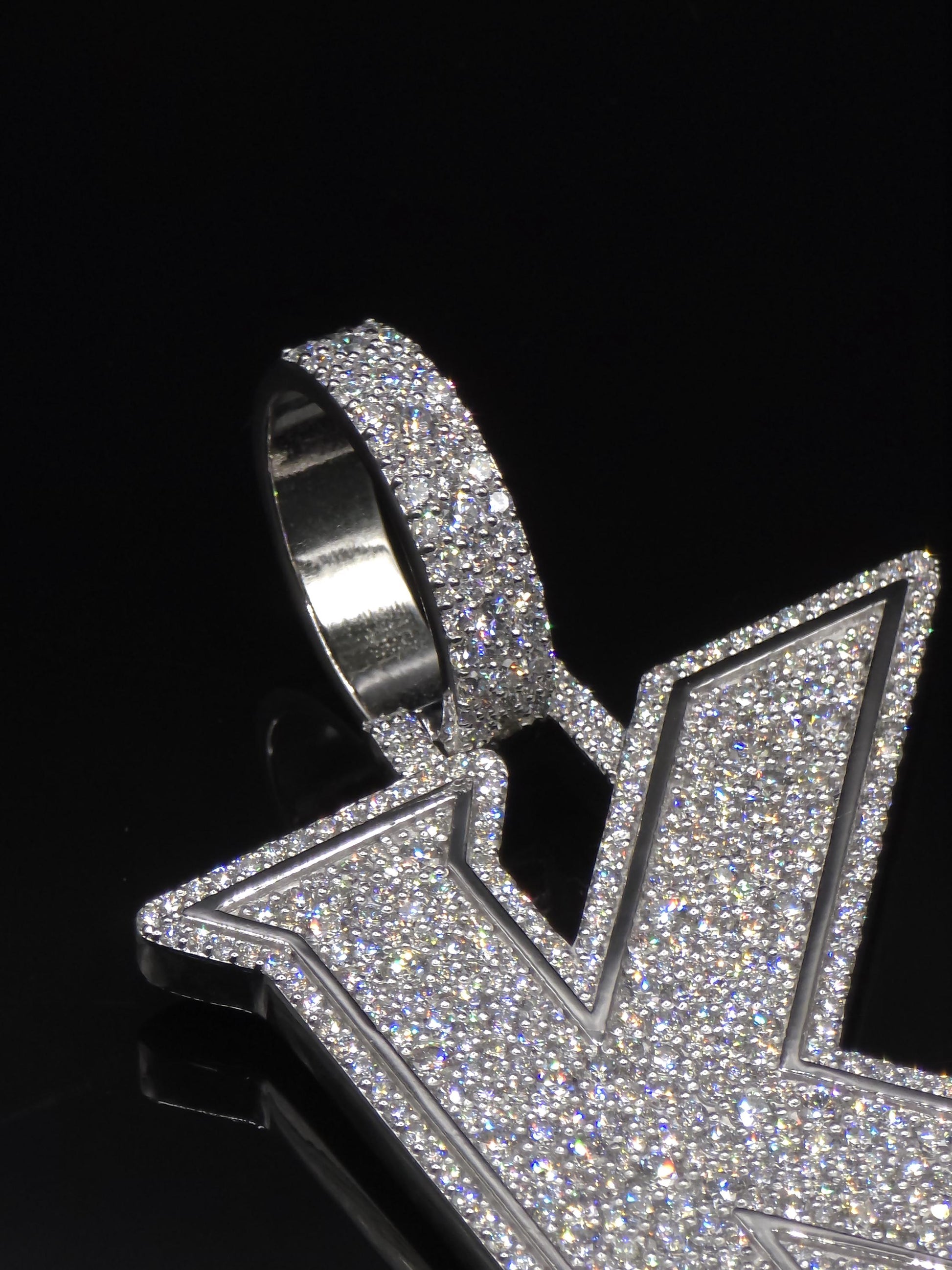 VVS1 Moissanite Layered Letter "K" Pendant, Iced out Chunky Pendant, Custom Letter, 925 Sterling Silver, Hip Hop Pendant