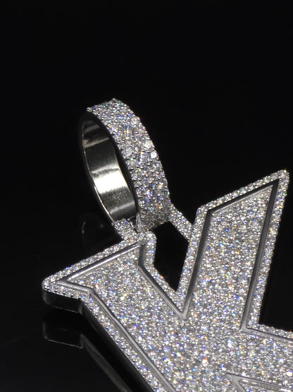 VVS1 Moissanite Layered Letter "K" Pendant, Iced out Chunky Pendant, Custom Letter, 925 Sterling Silver, Hip Hop Pendant