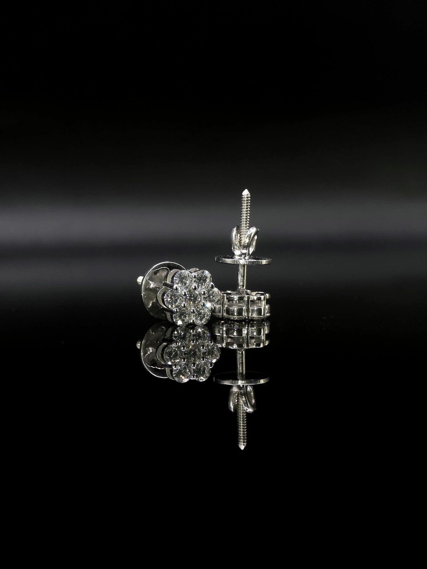 8mm Flower Set Moissanite Stud Earrings, D Color VVS1 Round Cut, 925 Sterling Silver, Passes Diamond Tester
