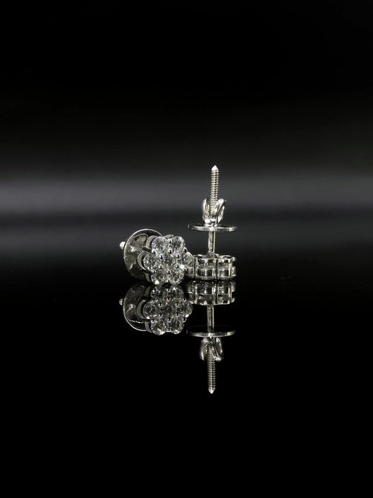 8mm Flower Set Moissanite Stud Earrings, D Color VVS1 Round Cut, 925 Sterling Silver, Passes Diamond Tester