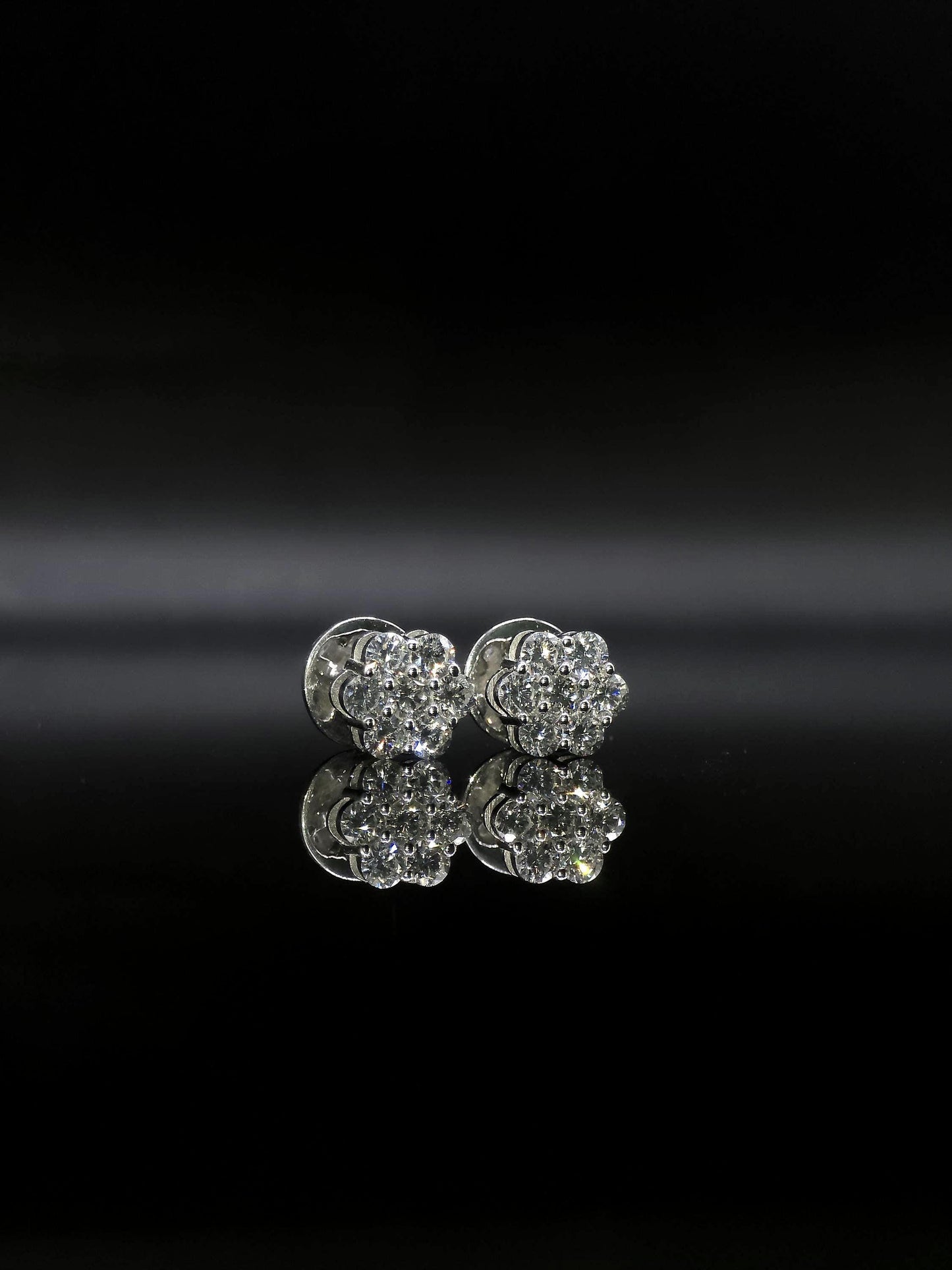 8mm Flower Set Moissanite Stud Earrings, D Color VVS1 Round Cut, 925 Sterling Silver, Passes Diamond Tester