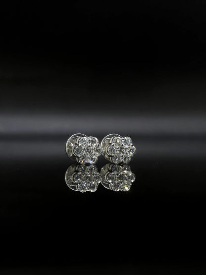 8mm Flower Set Moissanite Stud Earrings, D Color VVS1 Round Cut, 925 Sterling Silver, Passes Diamond Tester