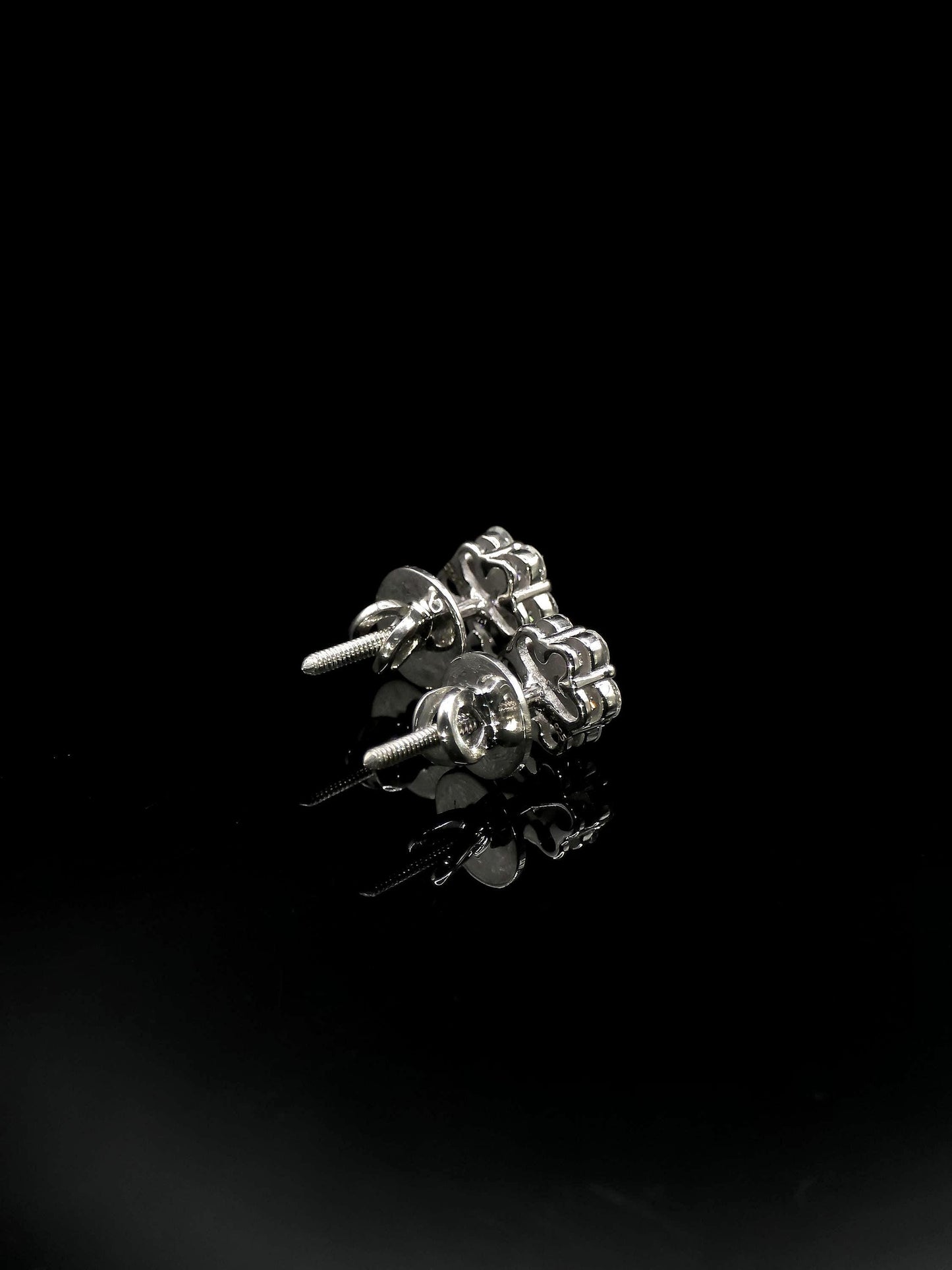 8mm Flower Set Moissanite Stud Earrings, D Color VVS1 Round Cut, 925 Sterling Silver, Passes Diamond Tester
