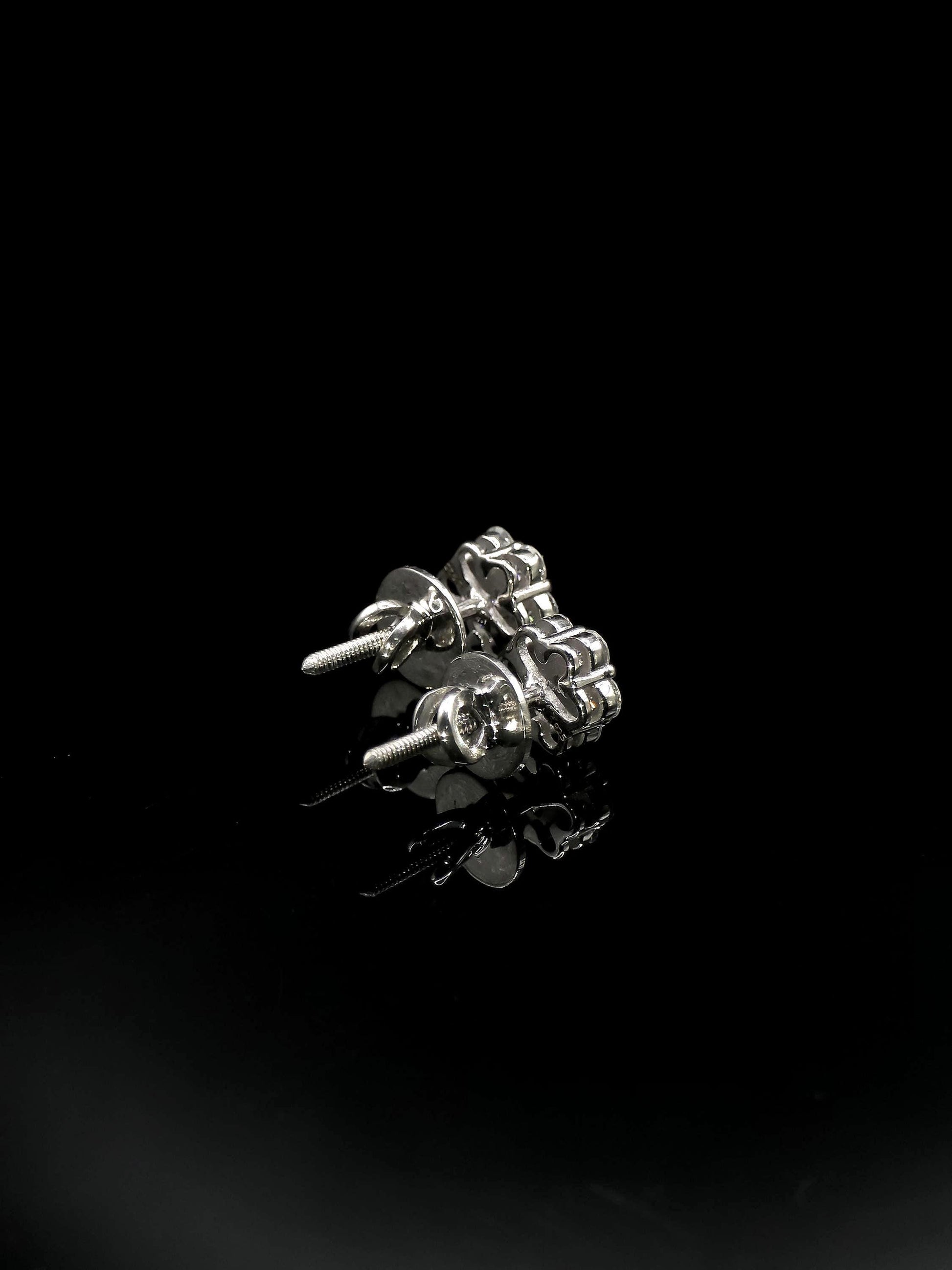 8mm Flower Set Moissanite Stud Earrings, D Color VVS1 Round Cut, 925 Sterling Silver, Passes Diamond Tester