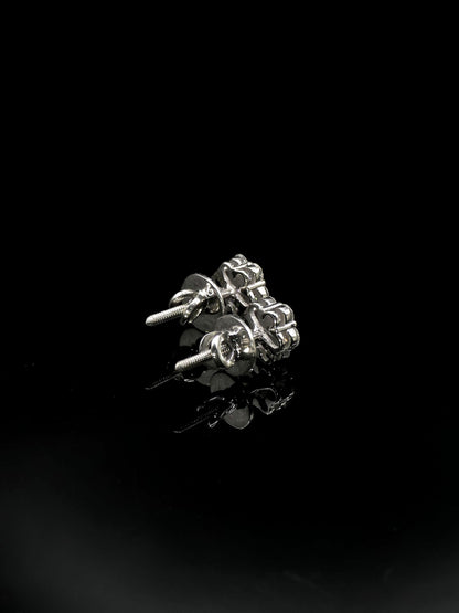 8mm Flower Set Moissanite Stud Earrings, D Color VVS1 Round Cut, 925 Sterling Silver, Passes Diamond Tester