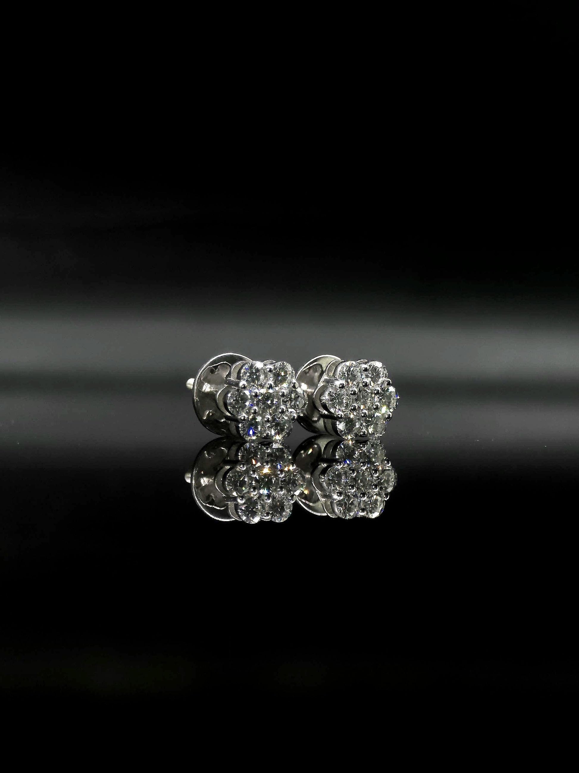 8mm Flower Set Moissanite Stud Earrings, D Color VVS1 Round Cut, 925 Sterling Silver, Passes Diamond Tester