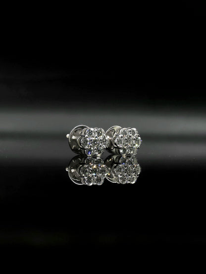 8mm Flower Set Moissanite Stud Earrings, D Color VVS1 Round Cut, 925 Sterling Silver, Passes Diamond Tester