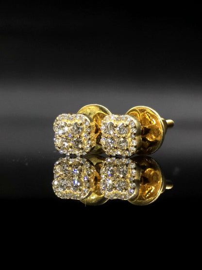 8mm Clover Shaped Moissanite Stud Earrings, D Color VVS1 Round Cut, 925 Sterling Silver, Passes Diamond Tester