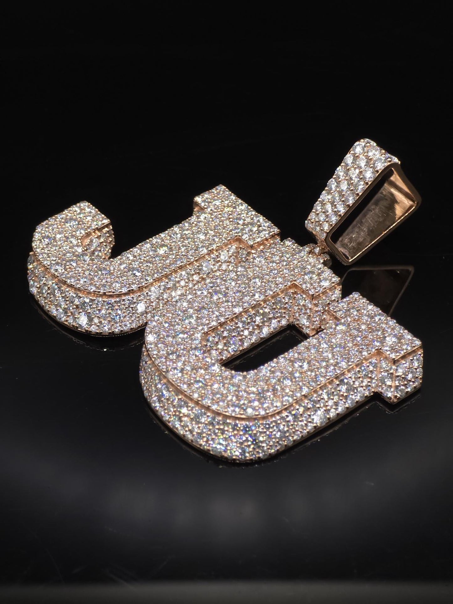 Custom Two Letter Moissanite Pendant | VVS1 Iced Initial Necklace | Rose Gold Plated 925 Silver Hip Hop Jewelry