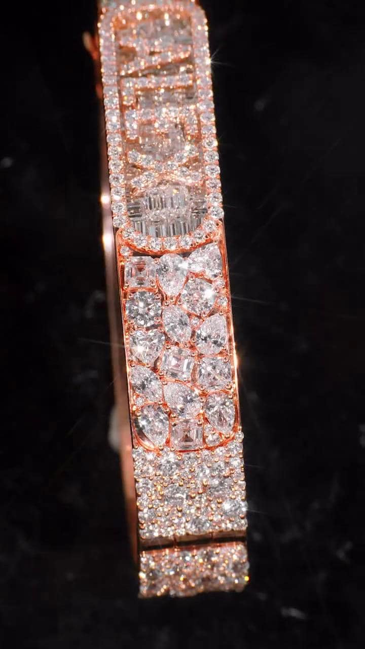 12mm Iced Out Moissanite Bangle Bracelet | VVS Moissanite | 925 Sterling Silver | Custom Hip Hop Jewelry