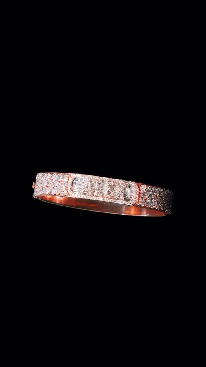 12mm Iced Out Moissanite Bangle Bracelet | VVS Moissanite | 925 Sterling Silver | Custom Hip Hop Jewelry