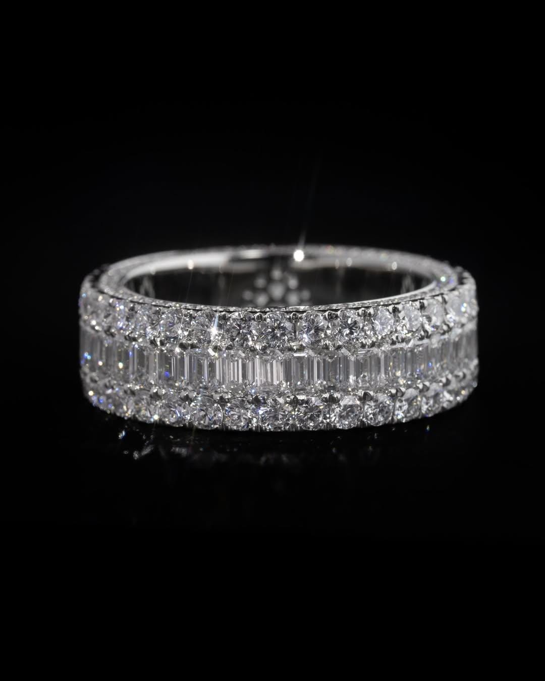 Iced Out Pinky Finger Band Ring for Men with VVS Clarity Moissanite Diamonds – Passes Diamond Test