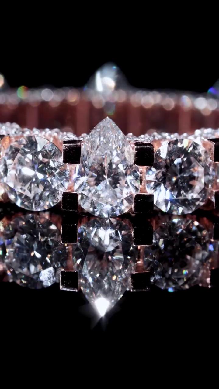 Round & Pear Cut Moissanite Eternity Ring | 5mm Round | 5x7mm Pear Stones | VVS Quality | 925 Sterling Silver