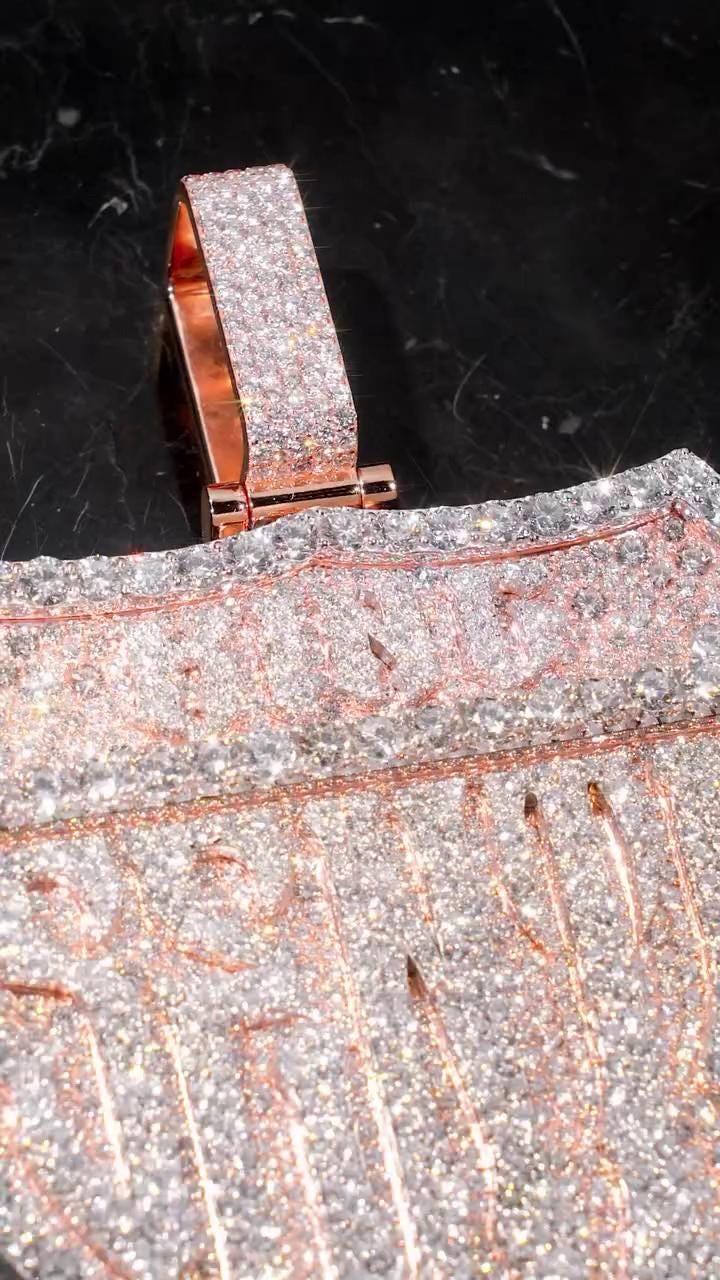 Iced Out Shield Pendant | VVS Moissanite | 925 Sterling Silver Hip Hop Pendant | Custom Diamond Jewelry
