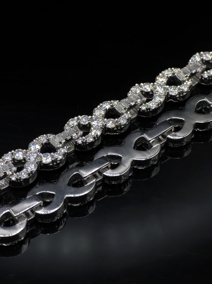 Infinity Link Chain 10mm, VVS1 Quality Round and Emerald-cut Moissanite Diamond, Pass Diamond Tester