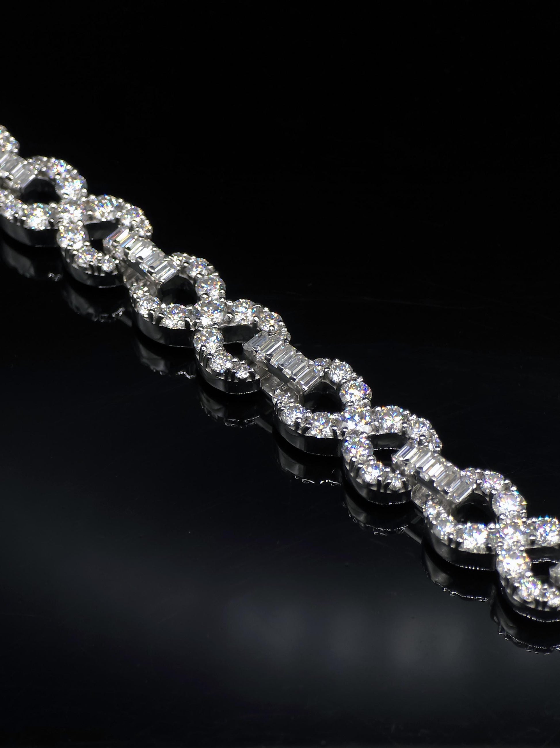 Infinity Link Chain 10mm, VVS1 Quality Round and Emerald-cut Moissanite Diamond, Pass Diamond Tester