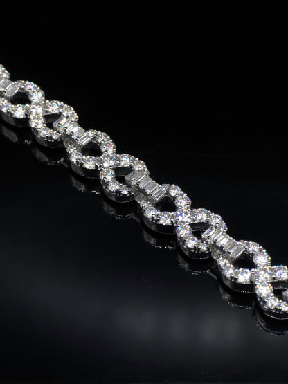 Infinity Link Chain 10mm, VVS1 Quality Round and Emerald-cut Moissanite Diamond, Pass Diamond Tester