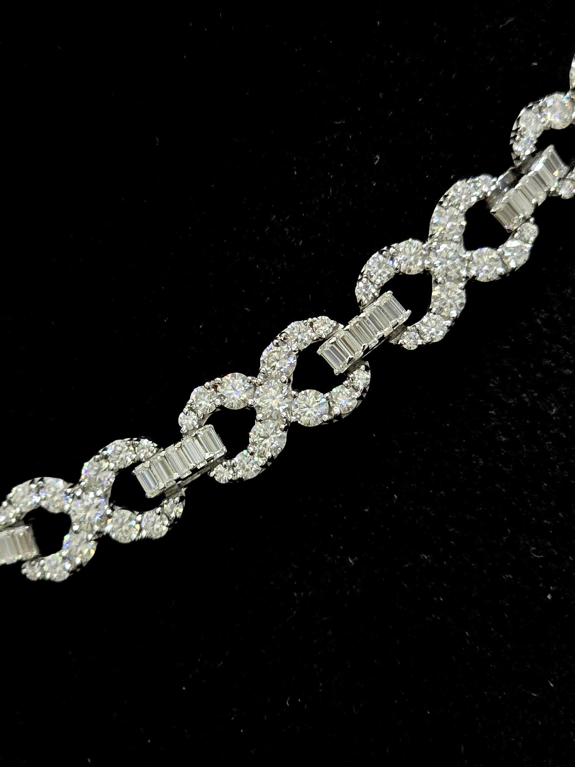 Infinity Link Chain 10mm, VVS1 Quality Round and Emerald-cut Moissanite Diamond, Pass Diamond Tester