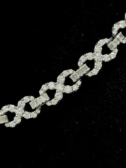 Infinity Link Chain 10mm, VVS1 Quality Round and Emerald-cut Moissanite Diamond, Pass Diamond Tester