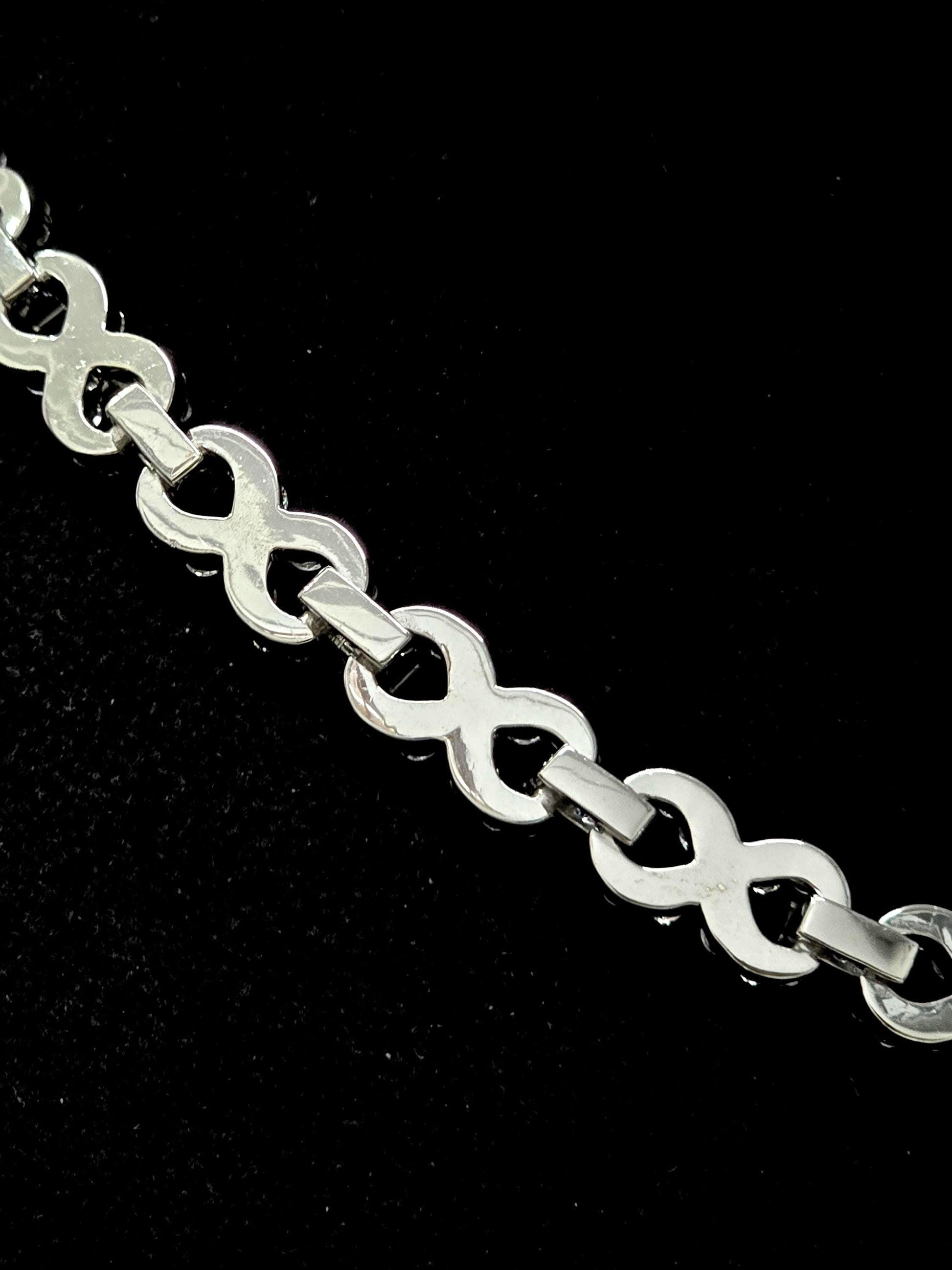 Infinity Link Chain 10mm, VVS1 Quality Round and Emerald-cut Moissanite Diamond, Pass Diamond Tester