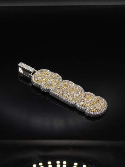 VVS Moissanite Vertical Pendant | Rhodium Plated 925 Sterling Silver | Mixed Cut Moissanite | Diamond Tester Approved | Hip Hop Jewelry