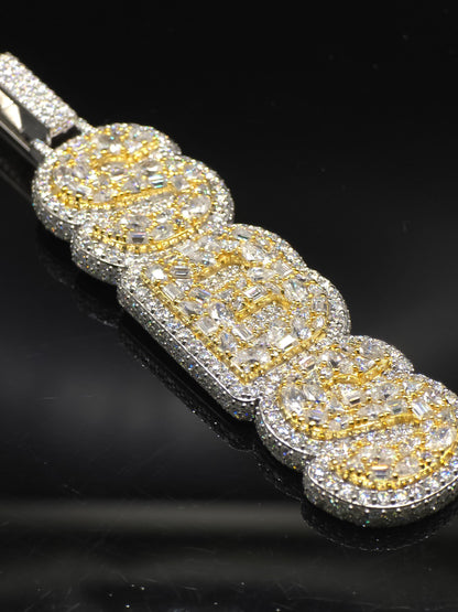 VVS Moissanite Vertical Pendant | Rhodium Plated 925 Sterling Silver | Mixed Cut Moissanite | Diamond Tester Approved | Hip Hop Jewelry