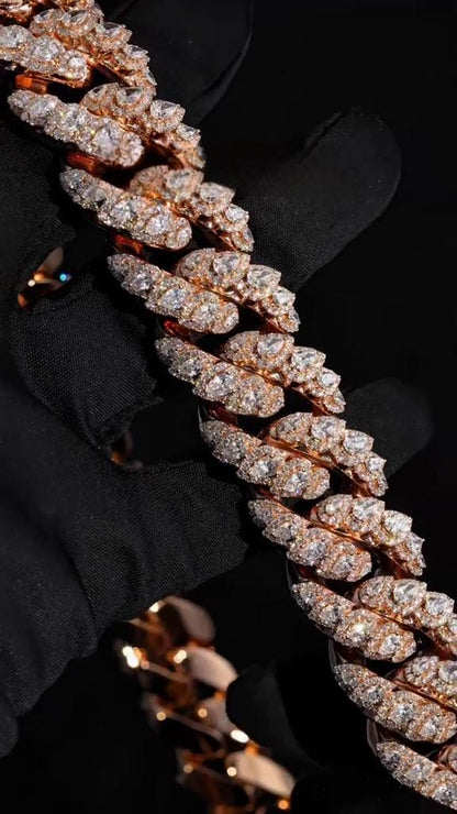 20mm Miami Croc Moissanite Chain Necklace | VVS Iced Out Hip Hop Chain | 925 Sterling Silver | Luxury Custom Jewelry