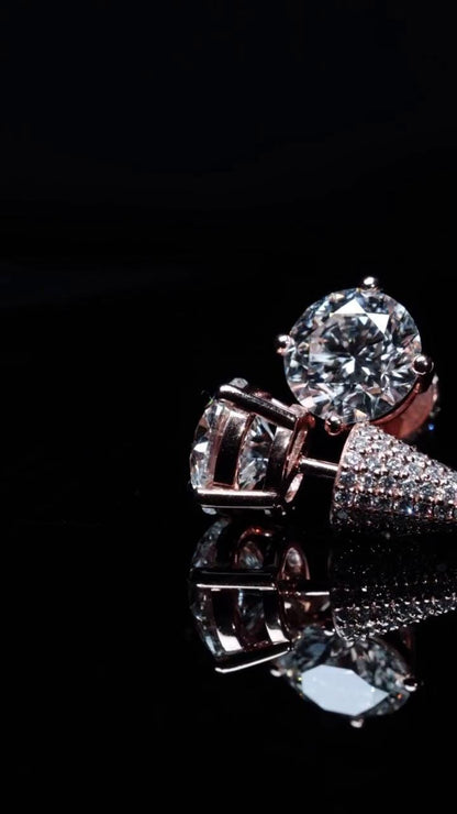 10mm Jumbo Moissanite Stud Earrings, D Color VVS1 Round Cut, 8 Carat Total Weight, 925 Sterling Silver or Solid 10K Gold