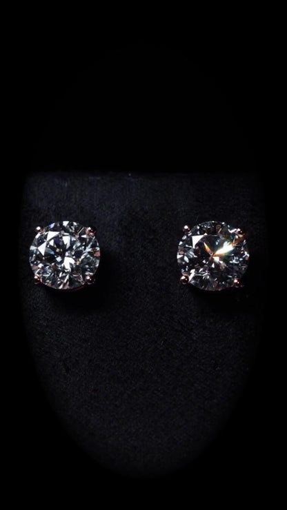 10mm Jumbo Moissanite Stud Earrings, D Color VVS1 Round Cut, 8 Carat Total Weight, 925 Sterling Silver or Solid 10K Gold