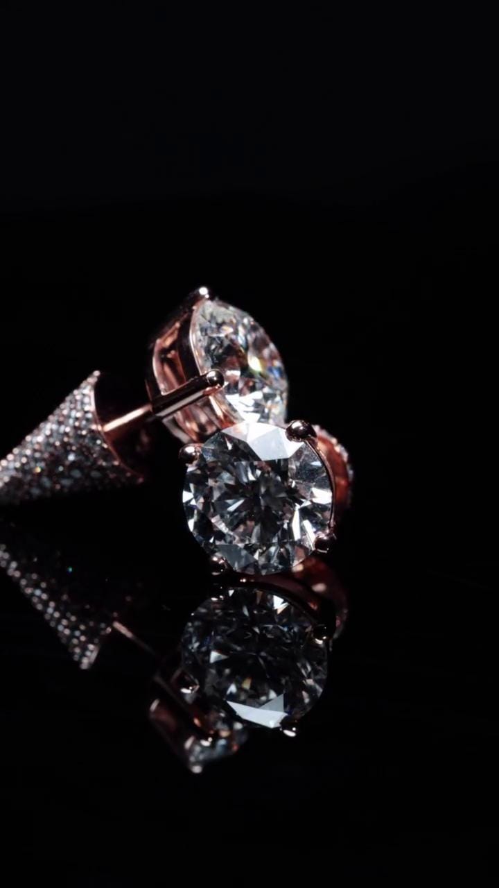 10mm Jumbo Moissanite Stud Earrings, D Color VVS1 Round Cut, 8 Carat Total Weight, 925 Sterling Silver or Solid 10K Gold