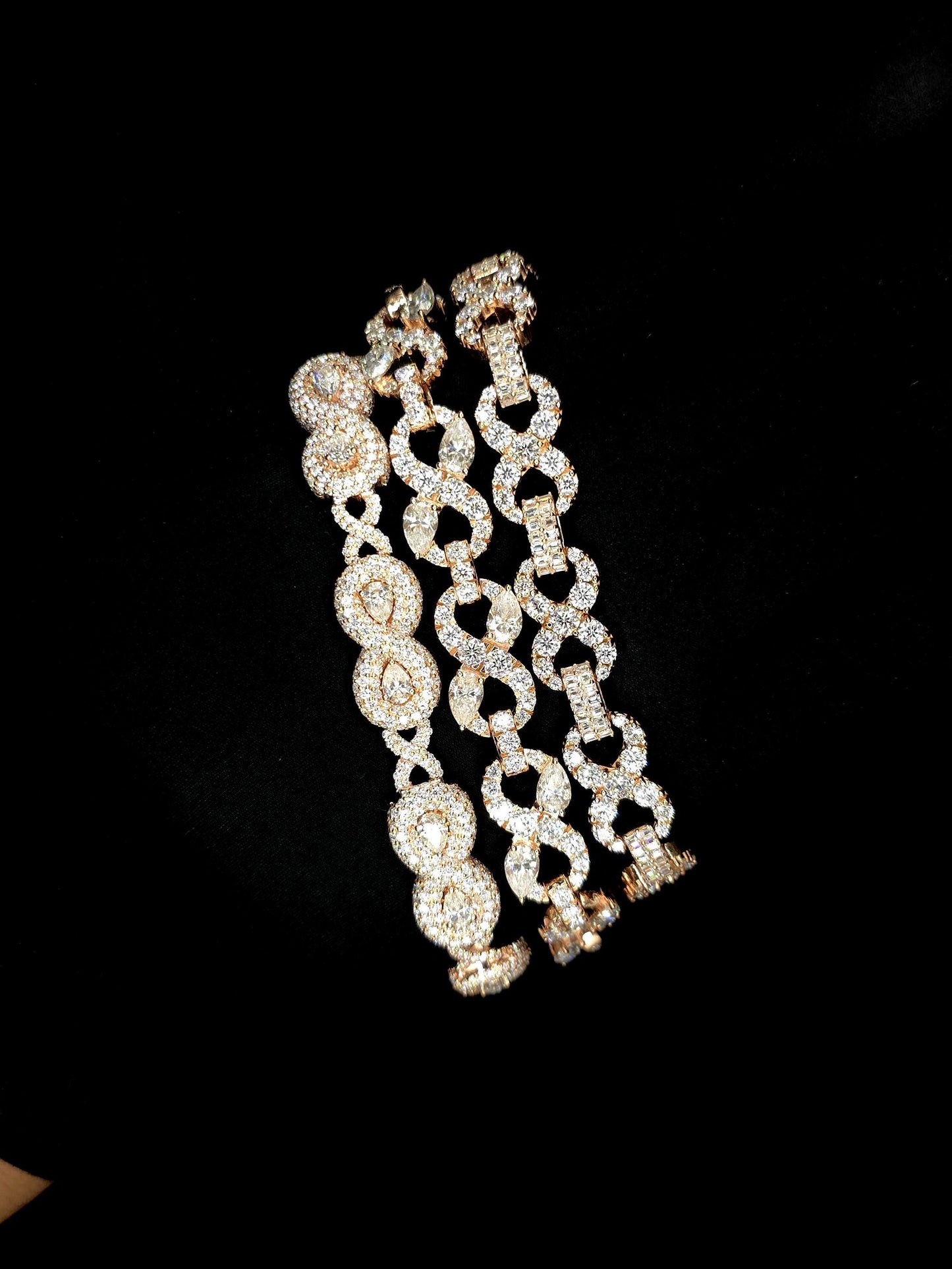 VVS1 Moissanite Diamonds Infinity Link Bracelets, Solid 925 Sterling Silver, Luxury Hip Hop Jewelry, Unisex Gift